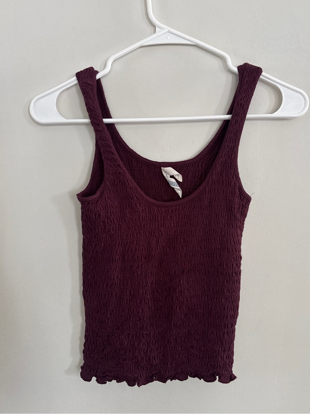 Sabrina Carpenter x Aeropostale Smocked Maroon Crop Tank Top Size Small